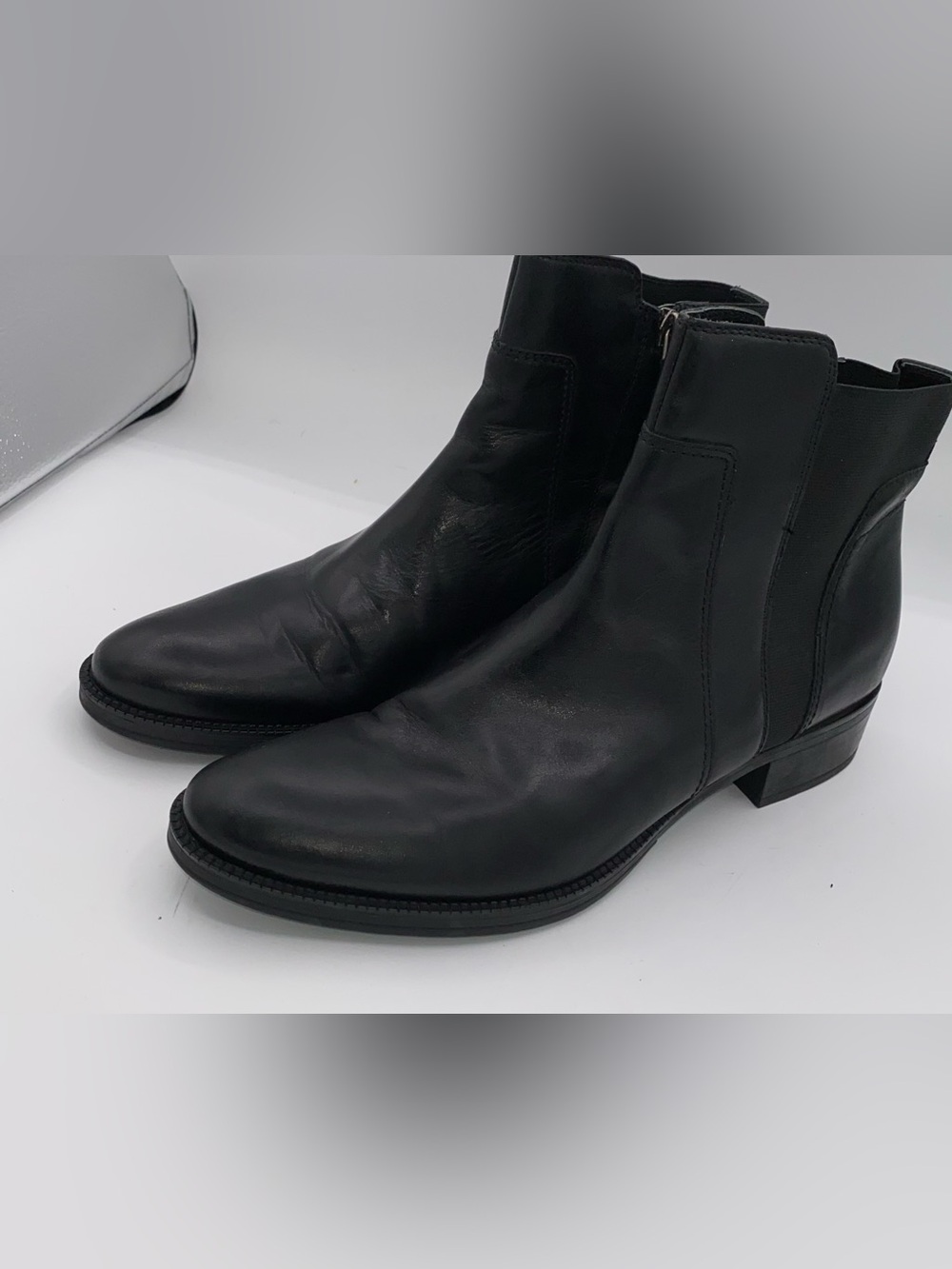 GEOX Respira Black Leather Chelsea Boots Womens 41 US 10.5 Ankle Zip  AA18